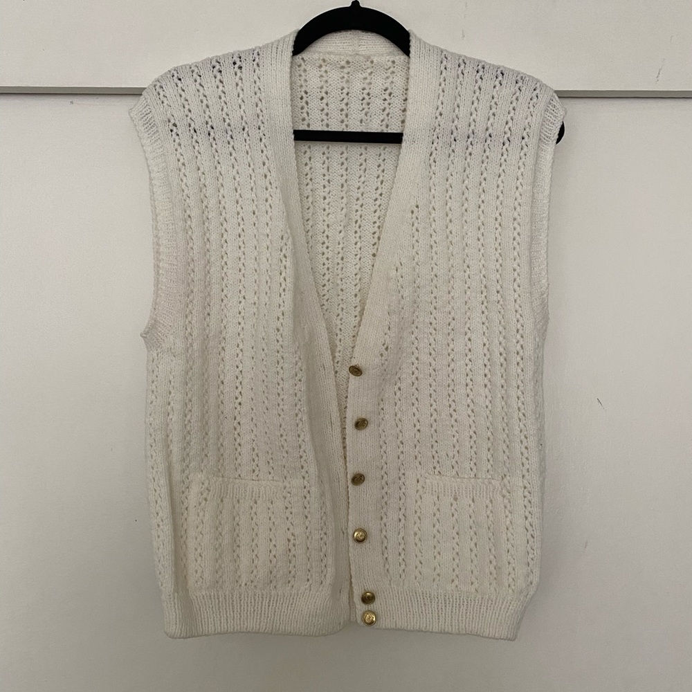 Homemade white knit vest